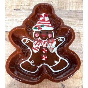 RARE Ceramic Gingerbread Man Christmas Baking Dish Festive Kitchen Decor